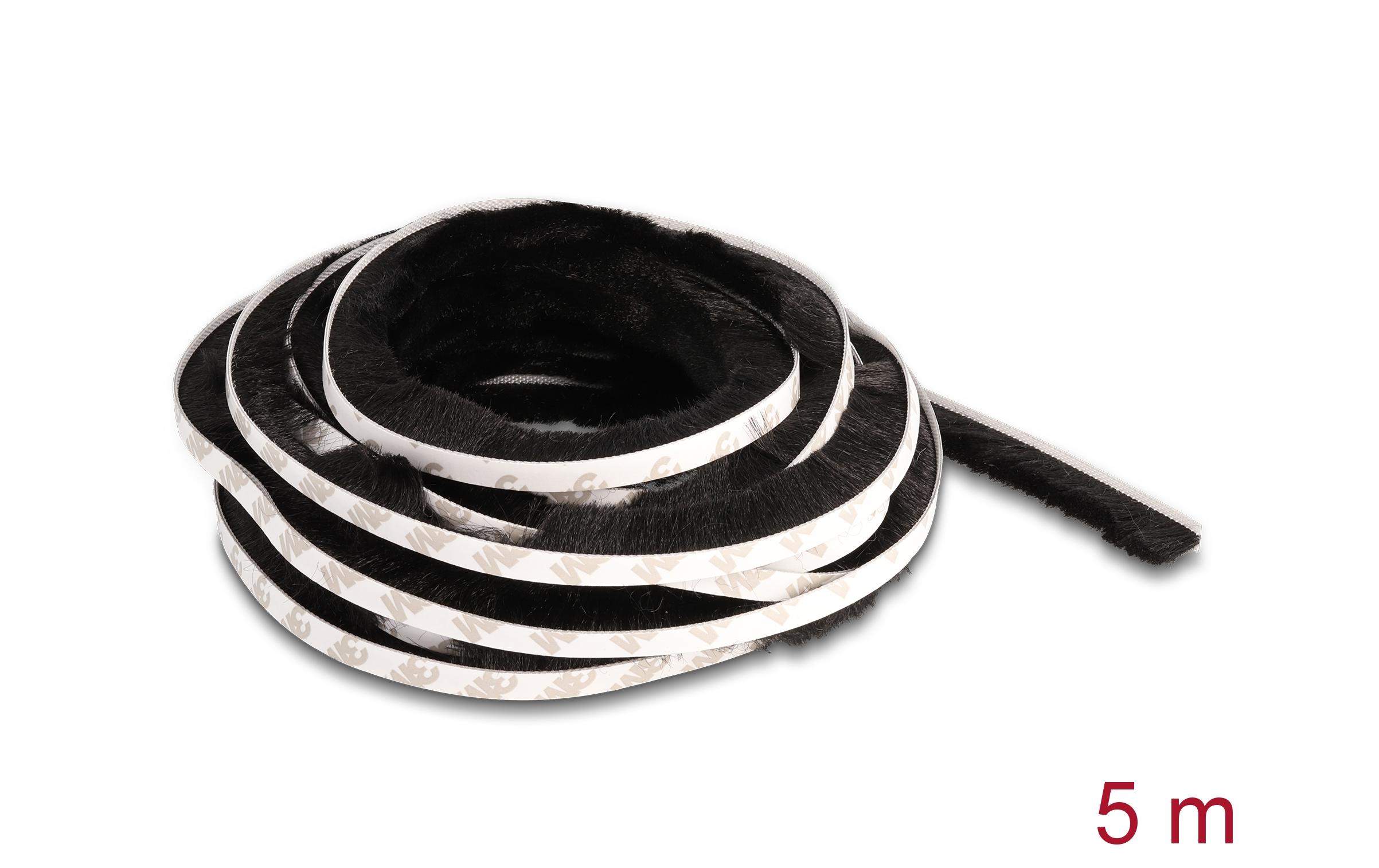 Bürstenstreifen selbstklebend schwarz, 15mm - 5mDelock Bürstenstreifen selbstklebend 15 mm – Länge 5 m schwarz