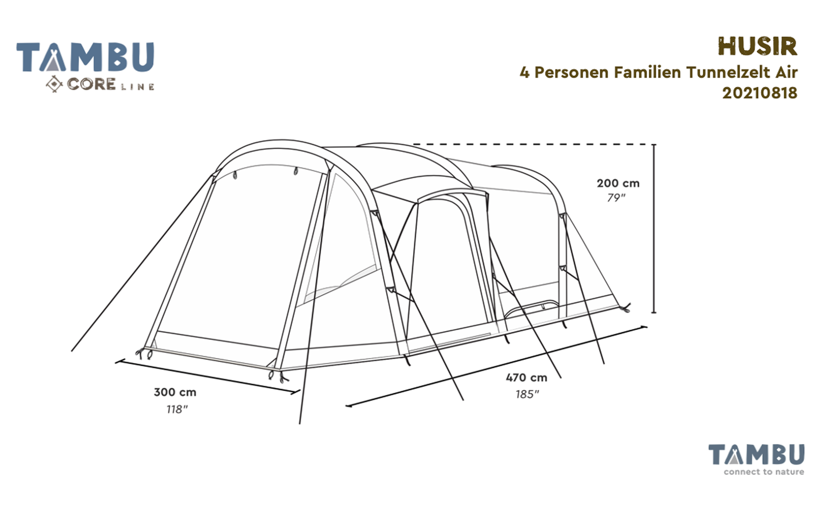 Tambu Husir Familien Tunnelzelt Air braun für 4 Personen