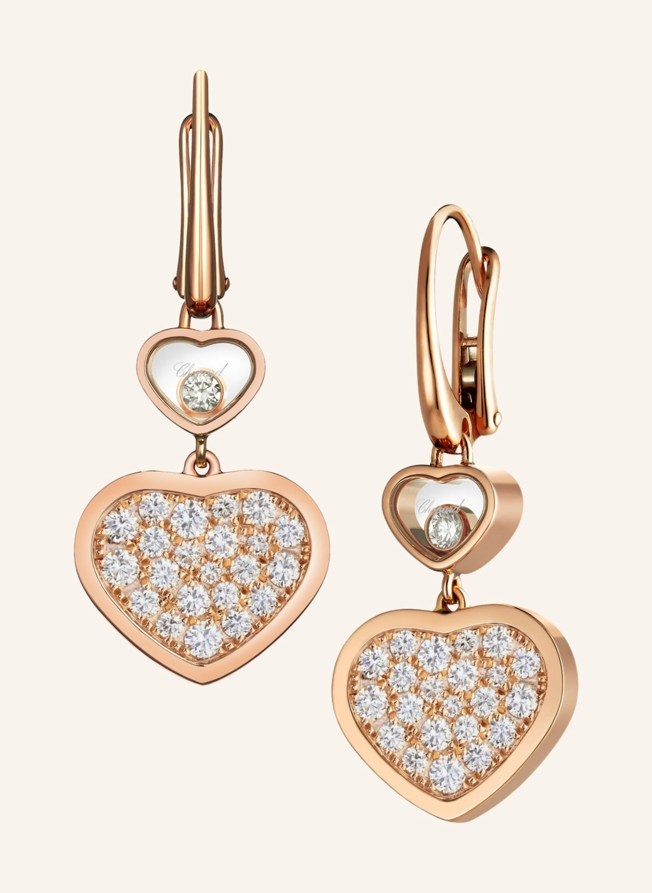 Chopard Ohrring HAPPY HEARTS Ohrringe aus 18 Karat Roségold und Diamanten
