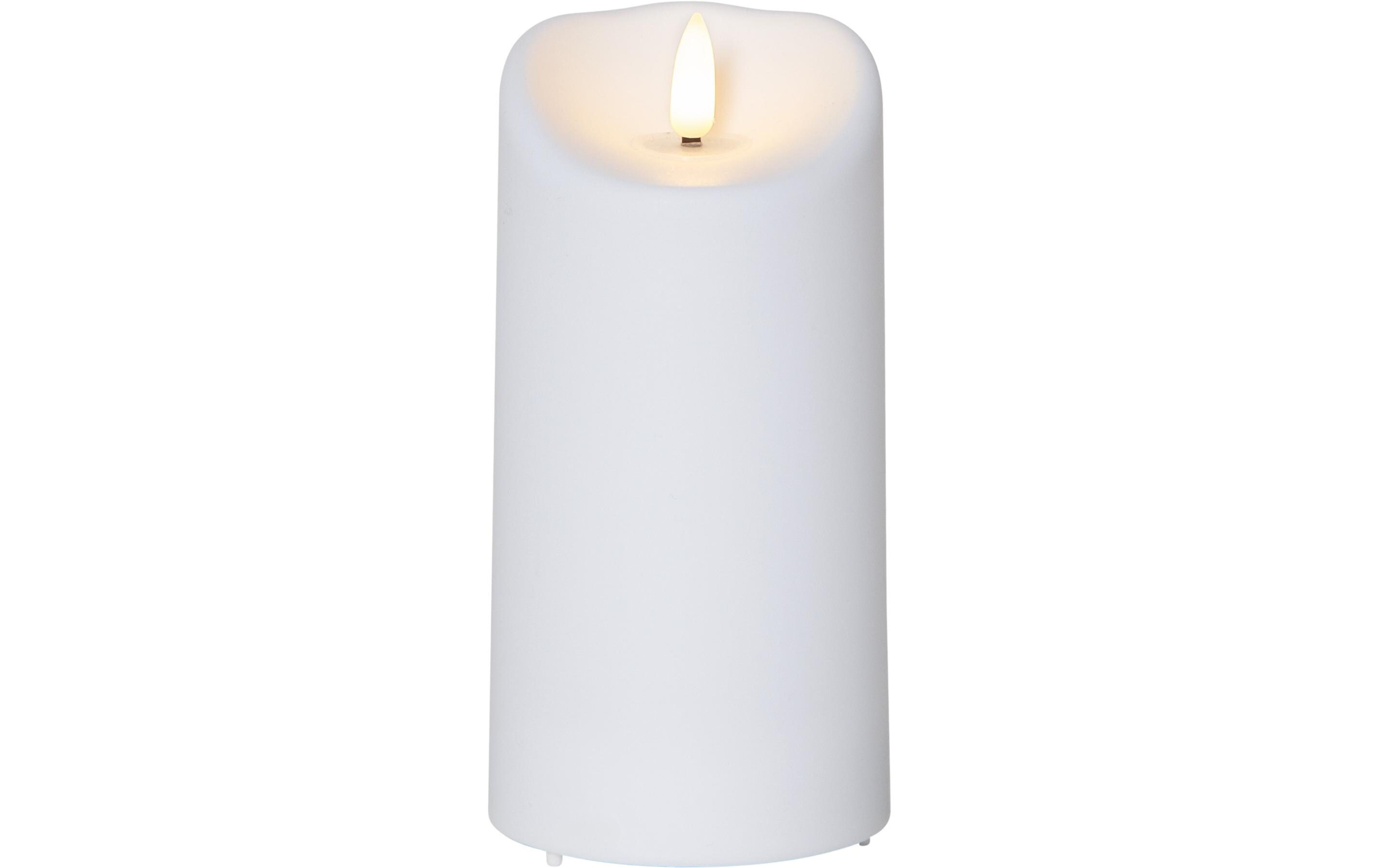 LED-Kerze Pillar Flamme Ø 7.5 x 15 cm, WeissLED-Kerze für den Aussenbereich