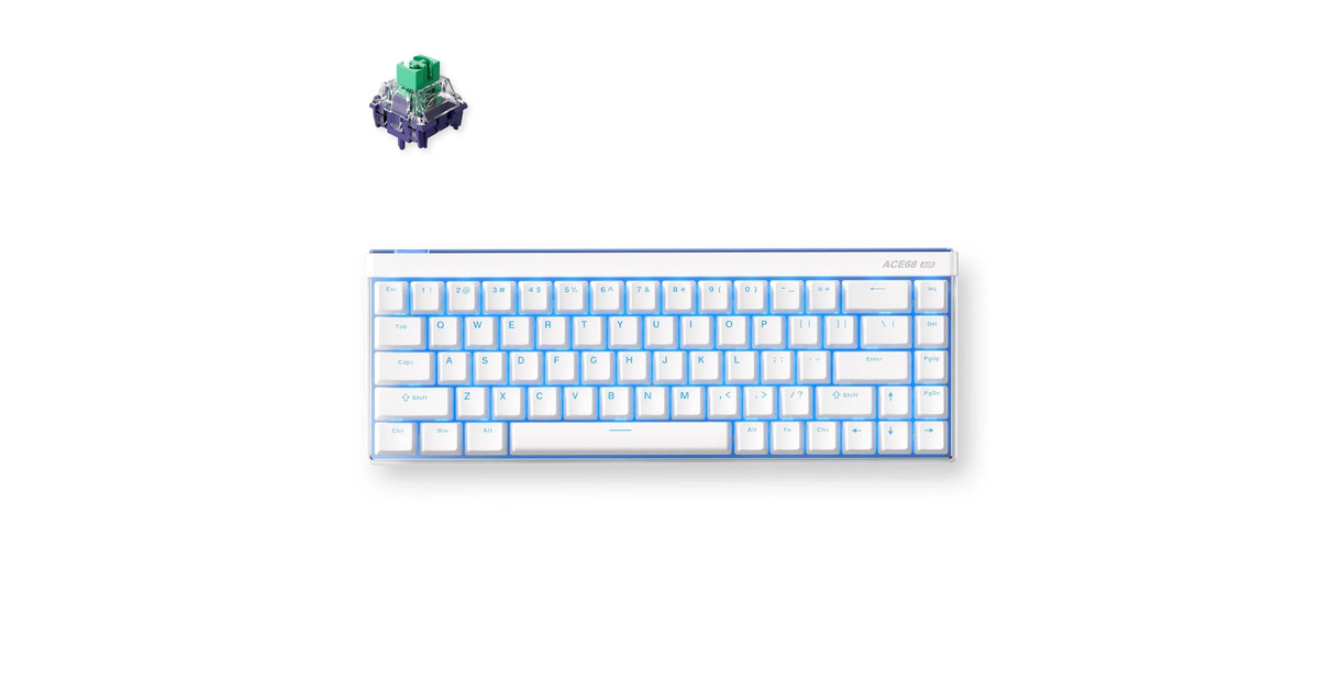 MCHOSEAce 68 Air Hall Effect Magnetic Switch Gaming Keyboard  (Wit, US lay-out, Kailh Magnetic God, 60%, RGB, Hot swap, PBT Keycaps, USB-C, Hall Effect Sensor)