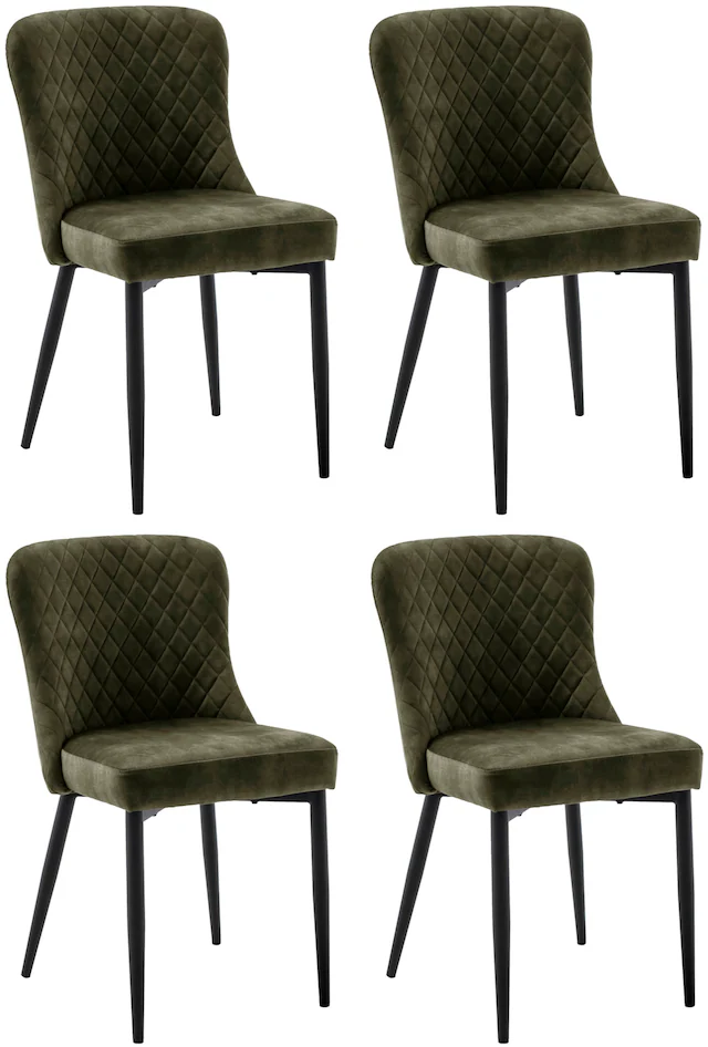 MCA furniture 4-Fussstuhl »ABOSHI Esszimmerstuhl (4er Set)« (Set) 4 Stk.Taschenfederkern, Metall schwarz,Vintage-Veloursoptik,belastbar 120 kg