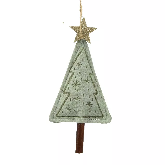 Sapin de Noël à suspendre (H14 cm) Étoile scintillante Vert menthe