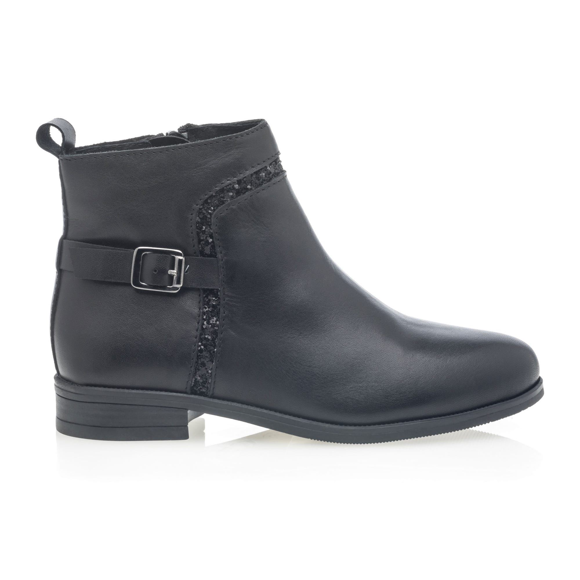 Bottines Fille en cuir noir