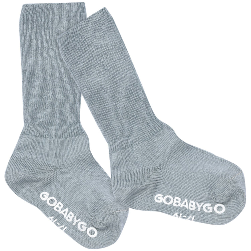 Køb Gobabygo Dusty Blue Non Slip Strømper Organic Bomuld