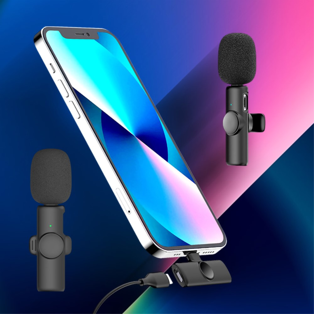 (3-tlg. Set) Kabelloses 360° Lavalier Mikrofon für iPhone / iPad mit Lightning Anschluss   Rauschunterdrückung für Livestreams / Interview / Podcast