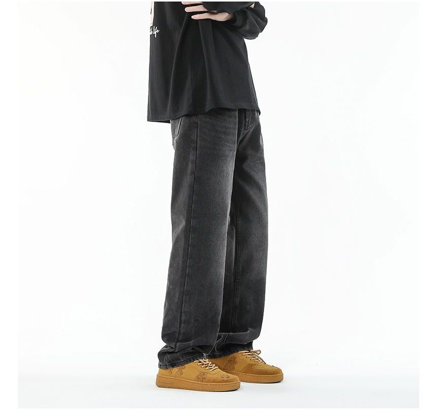 FOEV - Mid Rise Washed Loose Fit Jeans