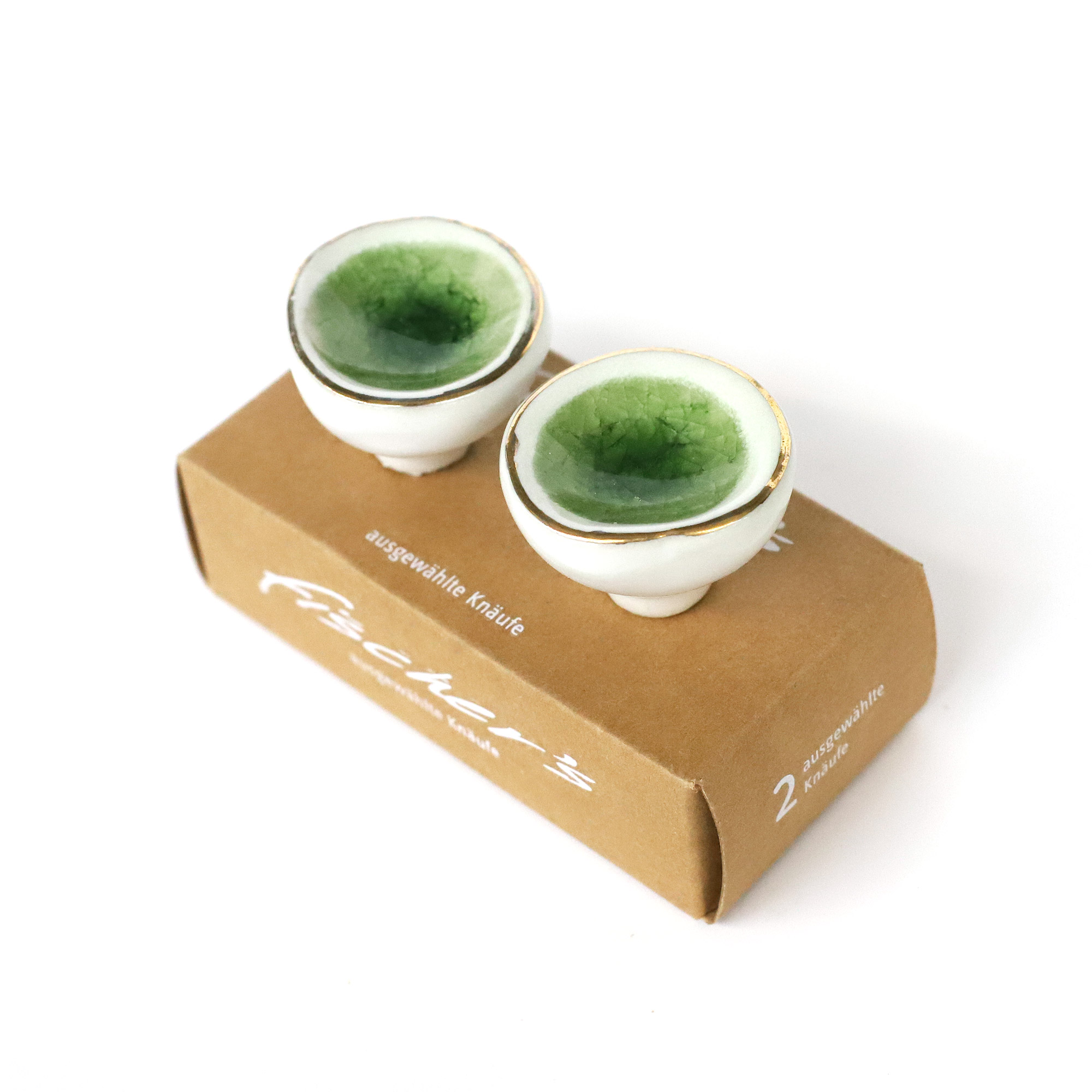 Keramik-Knauf-Duo 'Craquele', grün, gold, Ø 4 cm günstig bestellen