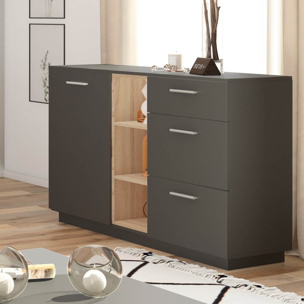 Vicco Kommode Highboard Anrichte Beatrice Anthrazit 3 Schubladen Sideboard Regal