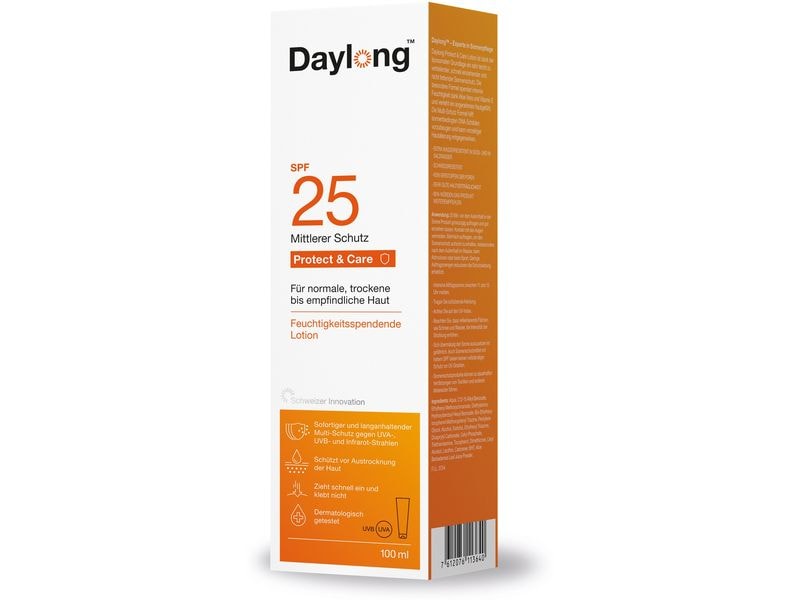 DAYLONG Sonnenlotion Protect and Care SPF 25 100 ml Pflegende Sonnencrème für den Körper