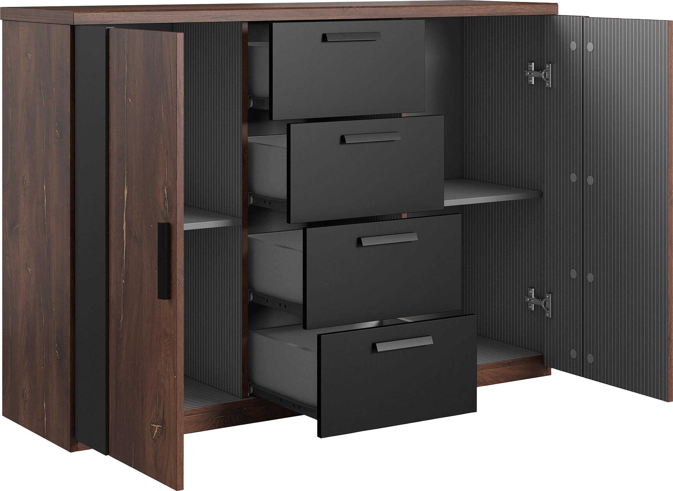 Home affaire Schubkastenkommode »Sigma, Breite 132 cm, moderne Schubladenkommode , Made in Europe« Kommode viel Stauraum, Einlegeböden verstellbar, Anrichte