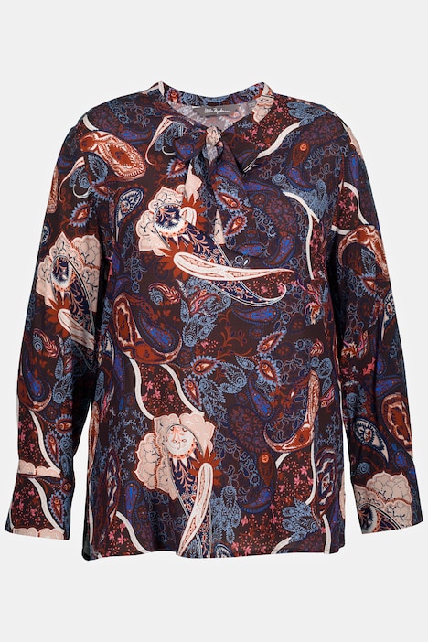 Schluppen-Bluse, Paisley, Stehkragen, Langarm
