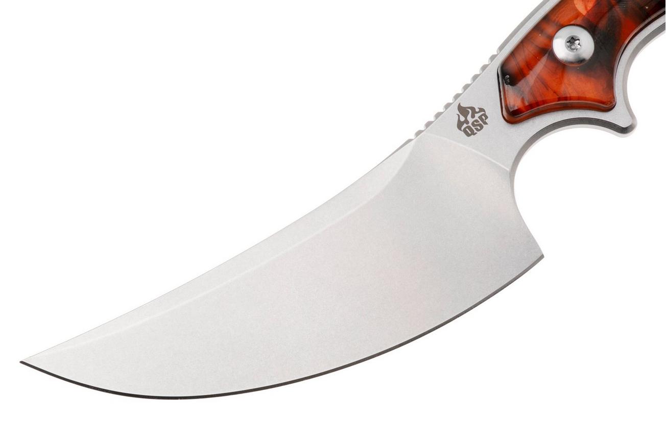 QSP Knife Viper QS166-C1 Stonewashed 10Cr15MoV, Tortoise Resin, vaststaand mes