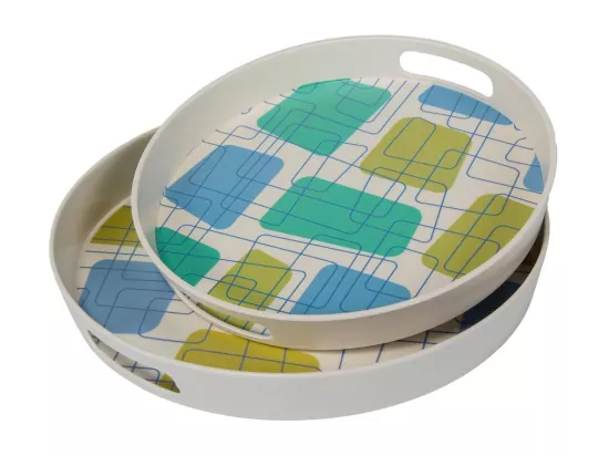 Ensemble de 2 plateaux en bambou colorés