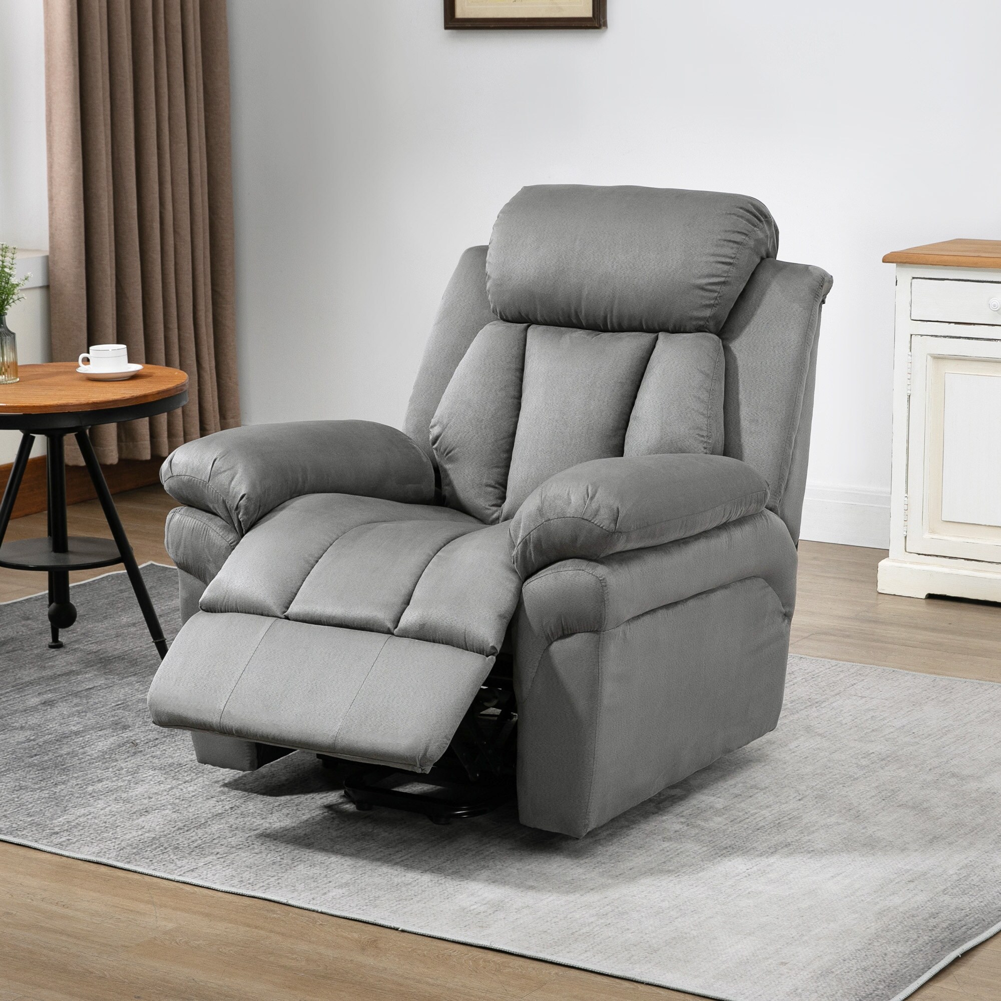 HOMCOM Relaxsessel mit fernbedienungsgesteuerter Aufstehhilfefunktion grau 93L x 96B x 105H cm