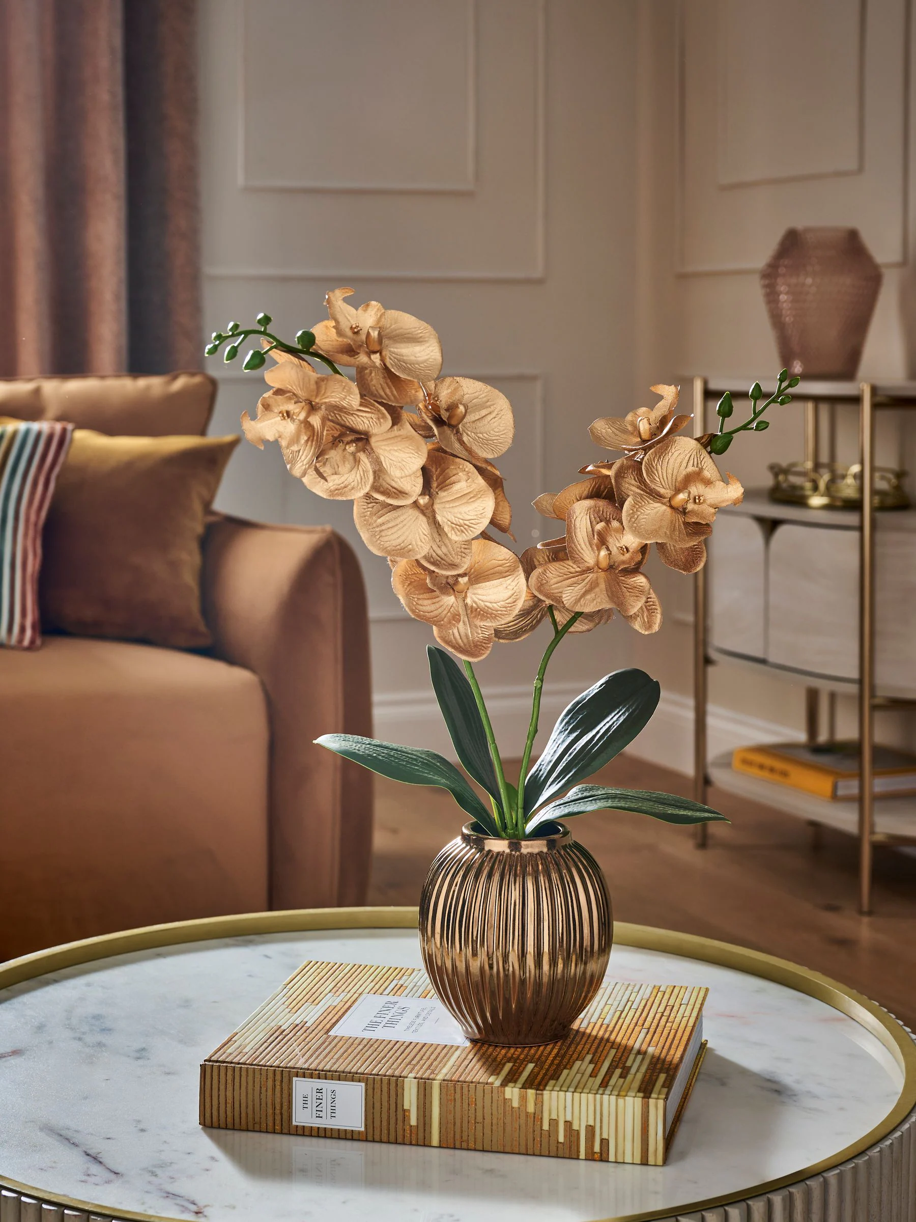 Artificial Orchid In Ceramic Vase