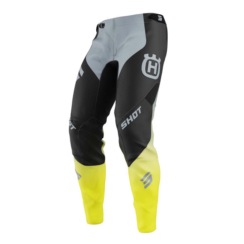 Shot - Pantalon Aerolite Husqvarna - Edition limitée Noir / Gris / Jaune fluo