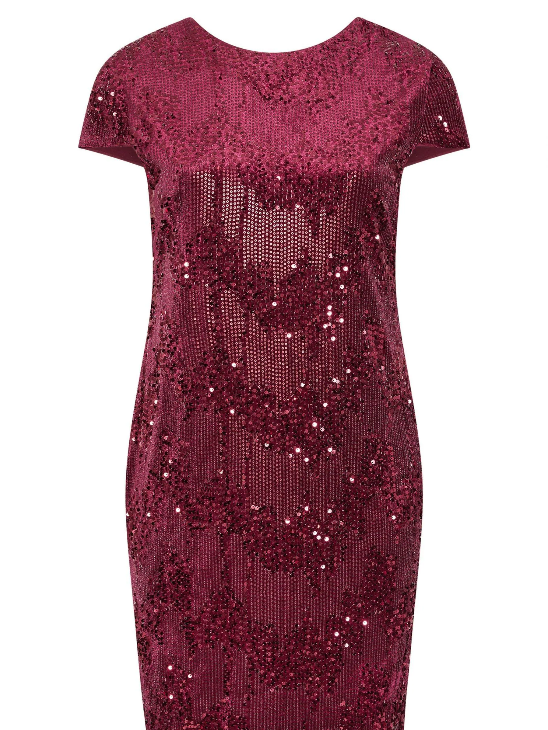 Rood - Yours Curve London Sequin Velvet Cap Shift Dress