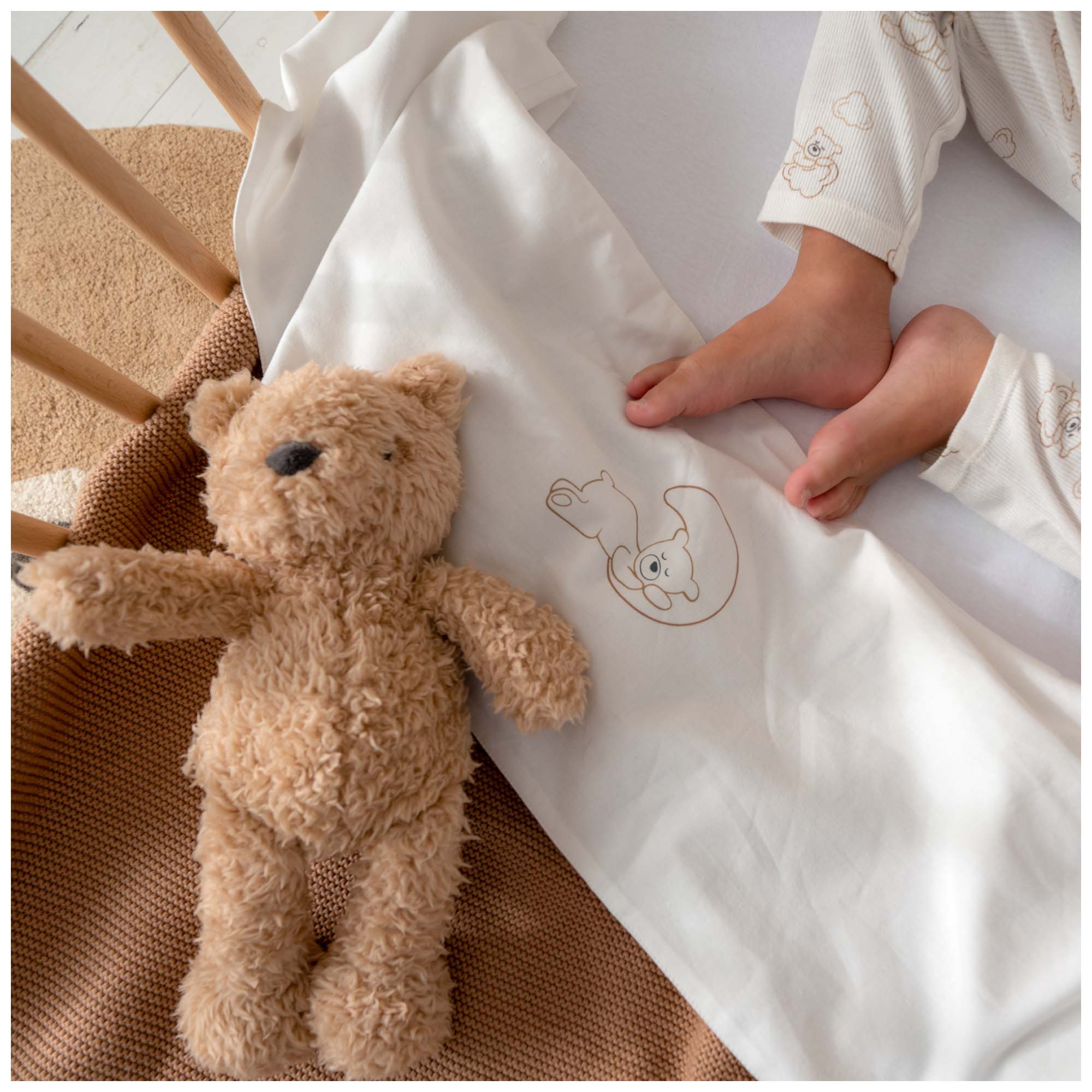 Prenatal wieglaken Beren wit
