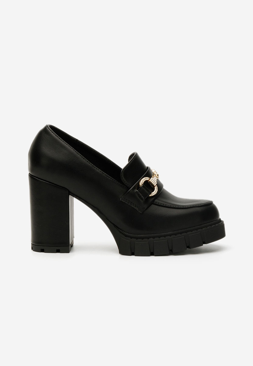 Mocassins femme à talon noirs Reena