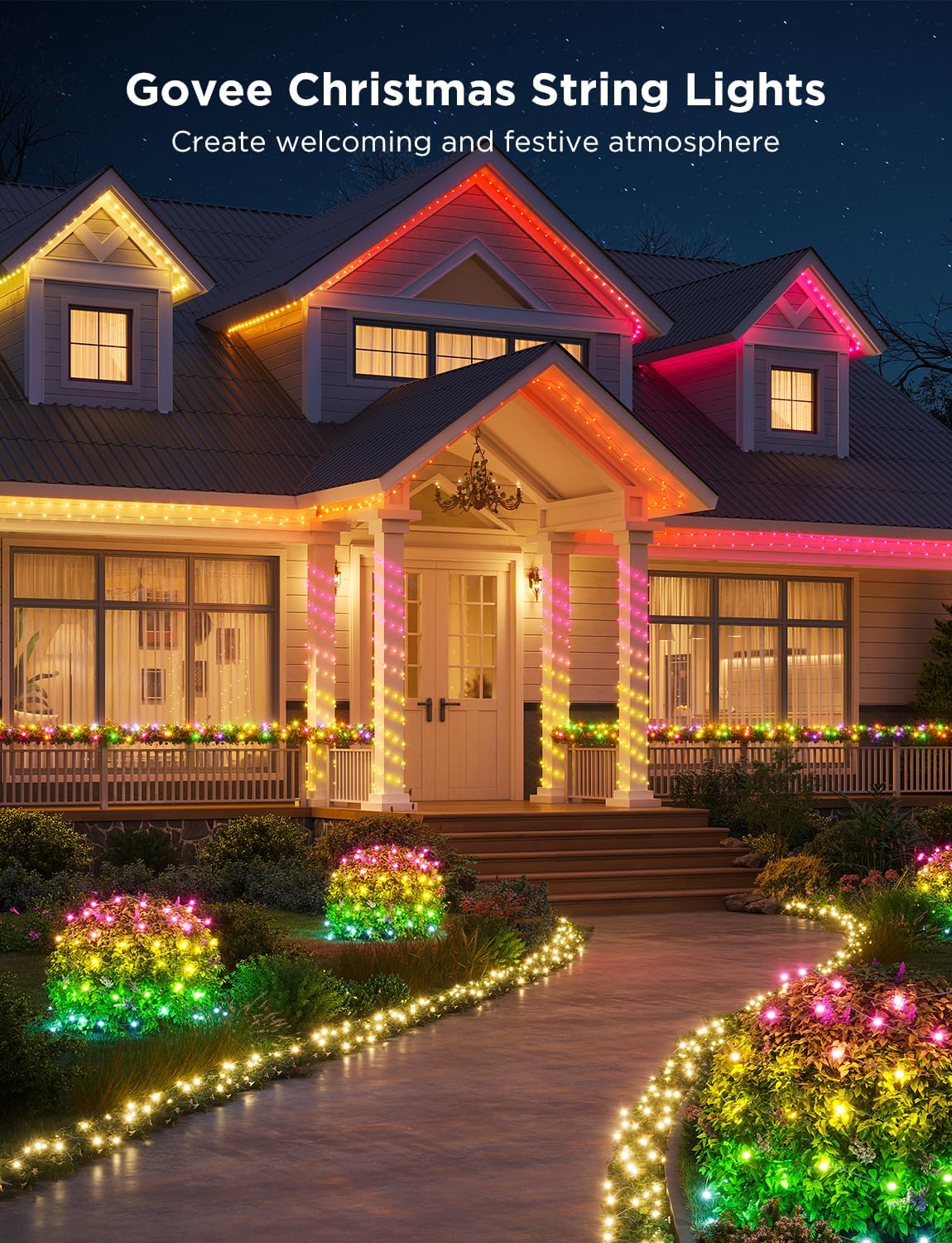 Govee Christmas Lights 66ft, Smart RGBIC Halloween Lights App-Controlled, 99+ Scene Modes, IP65 Waterproof, Sync with Music, Works with Alexa, String Lights for Christmas Halloween Decorations