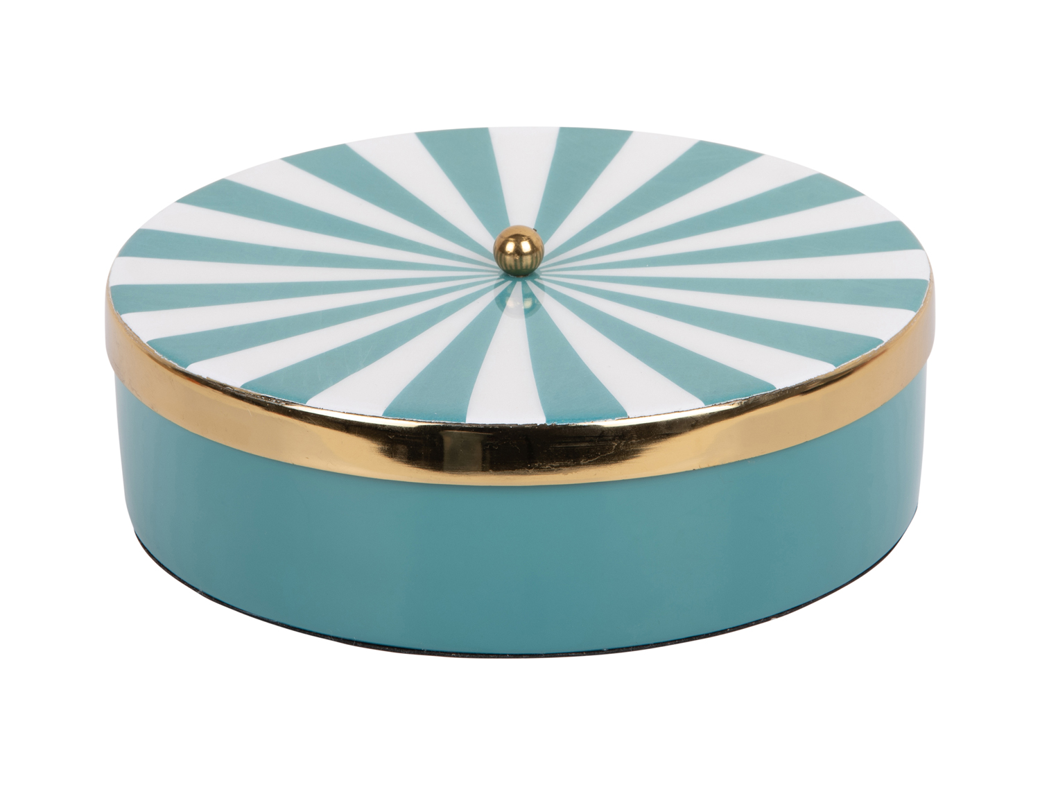 Storage box Candy Swirl round large enamel turquoise blue & white