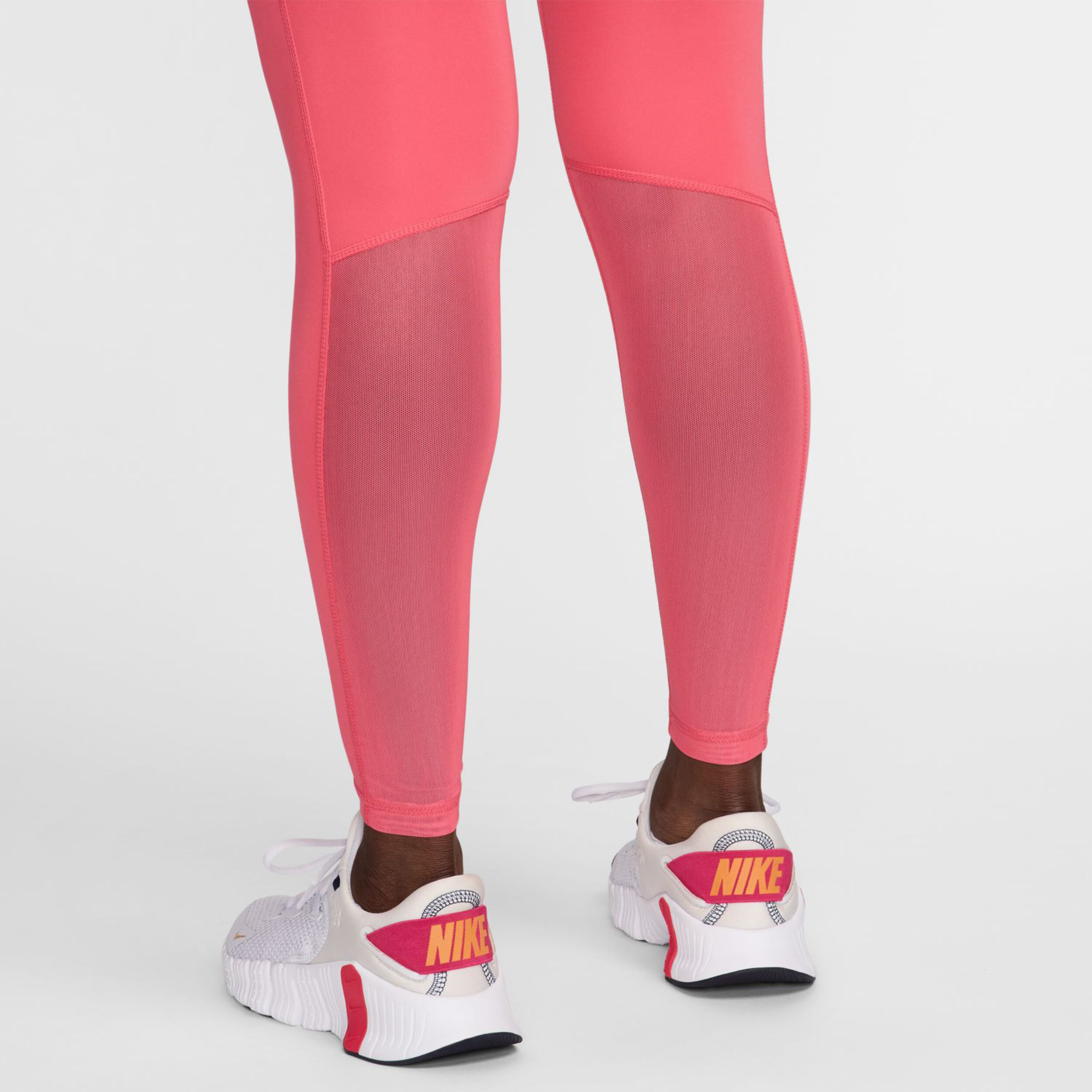 Nike Mid-Rise Mesh-Paneled Collant Tight Femmes - Pink , Blanc