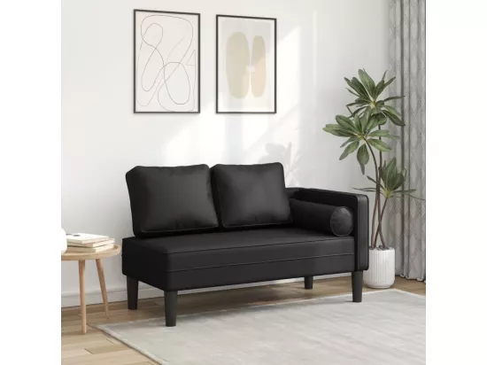 Prolenta Premium - Chaise longue avec coussins noir similicuir