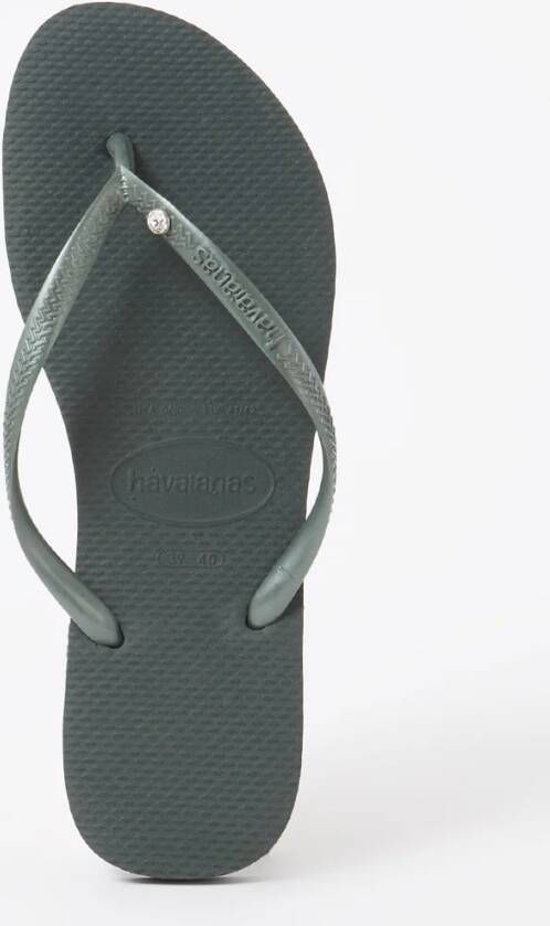 Havaianas Slim Crystal Sw II teenslippers olijfgroen