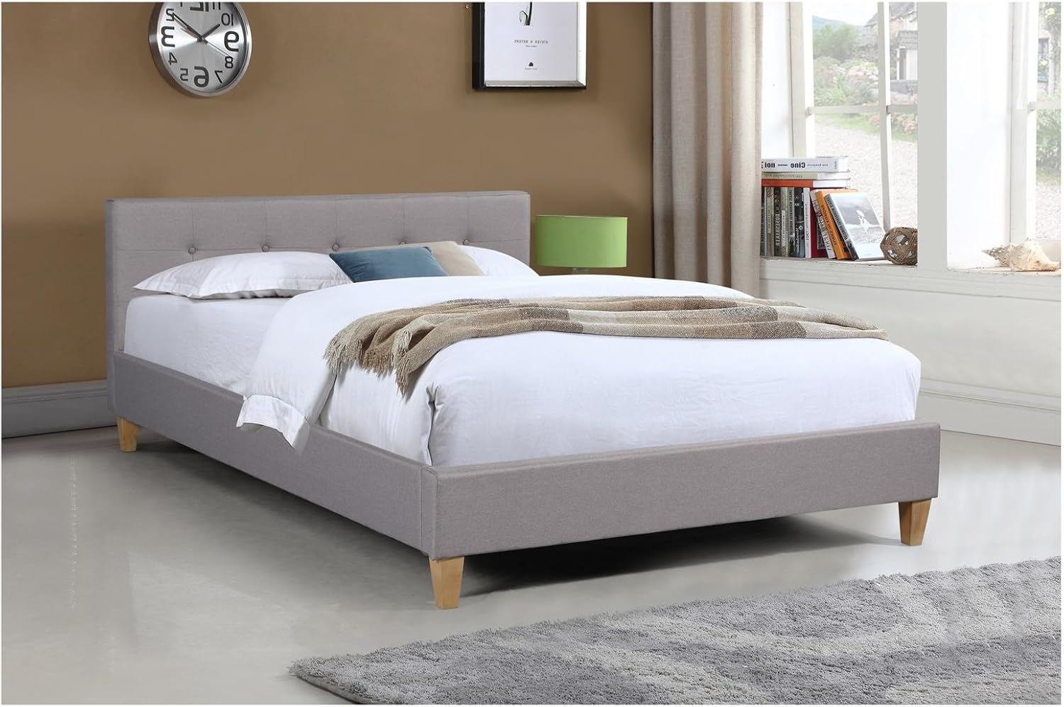 CARO-Möbel Polsterbett Adele Bett mit Stoff in grau 140x200 cm Doppelbett Jugendbett inklusive Lattenrost, Stoffbezug