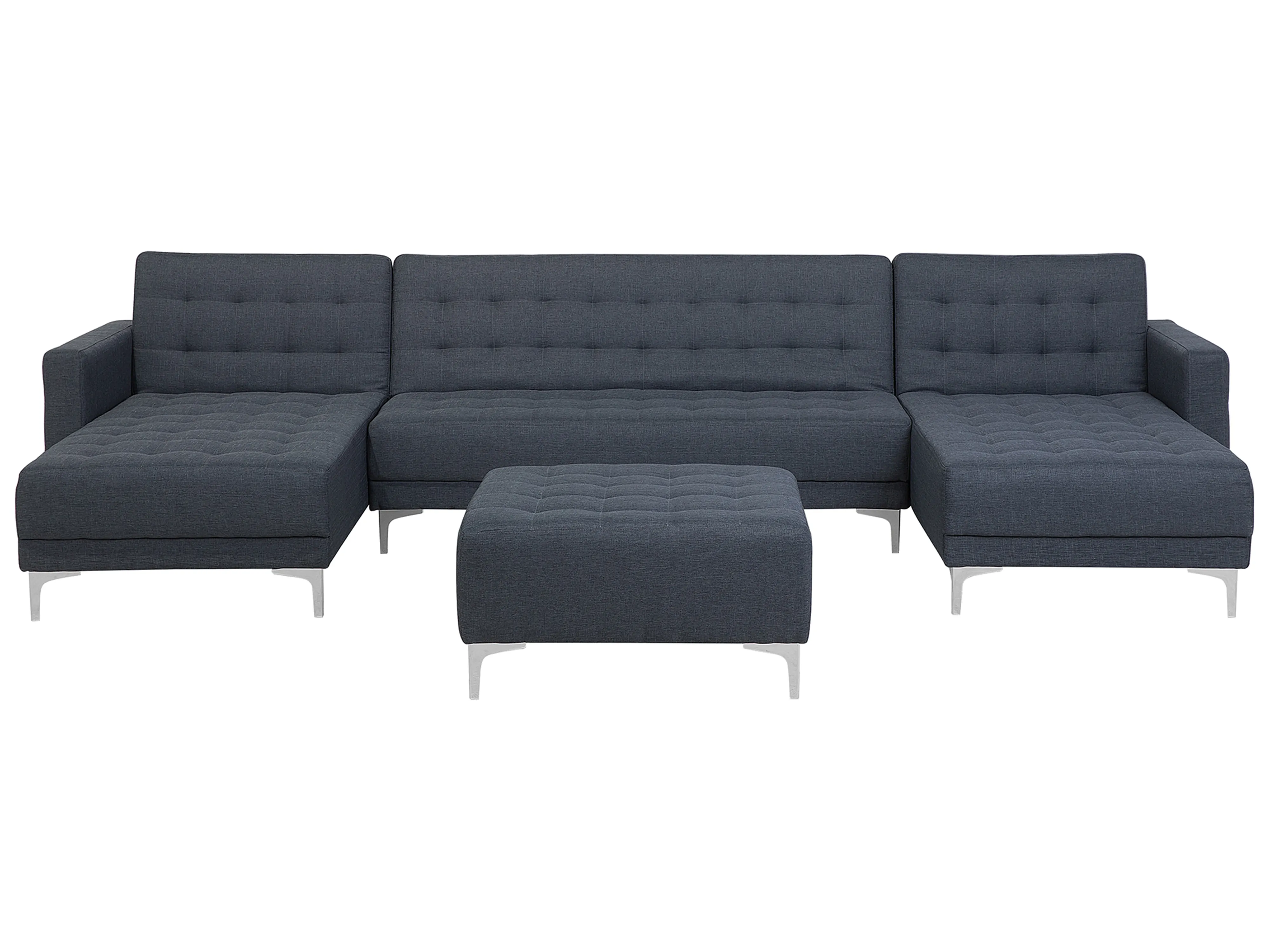 Modulaire U-vormige slaapbank 5-zits ABERDEEN Stof Donkergrijs met ottomaan