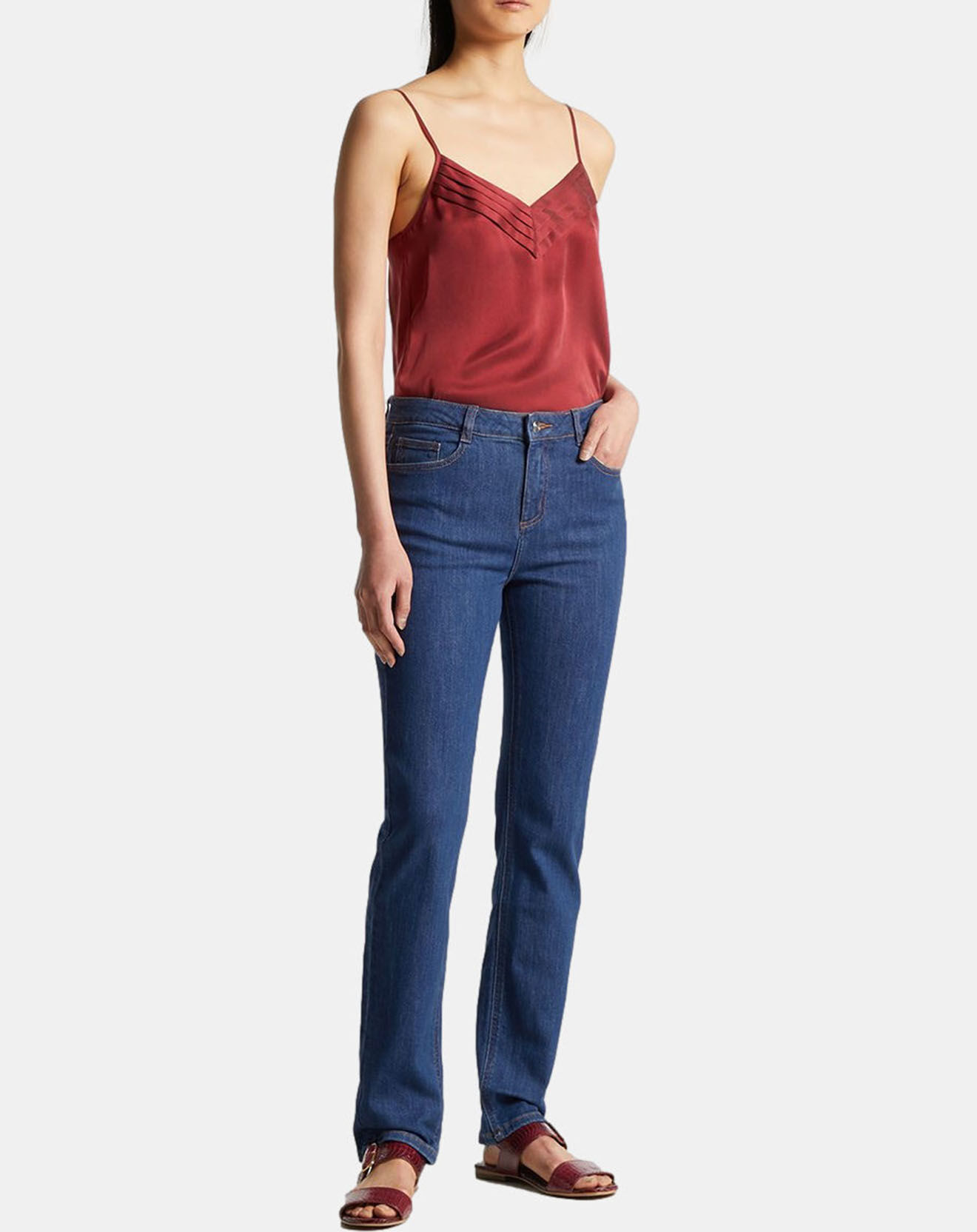 Galeries Lafayette Jean droit en Toile de Coton Grégoire bleu moyen