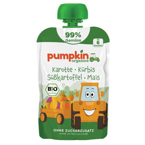 Pumpkin Organics Bio Quetschie Karotte, Kürbis, Süßkartoffel, Mais