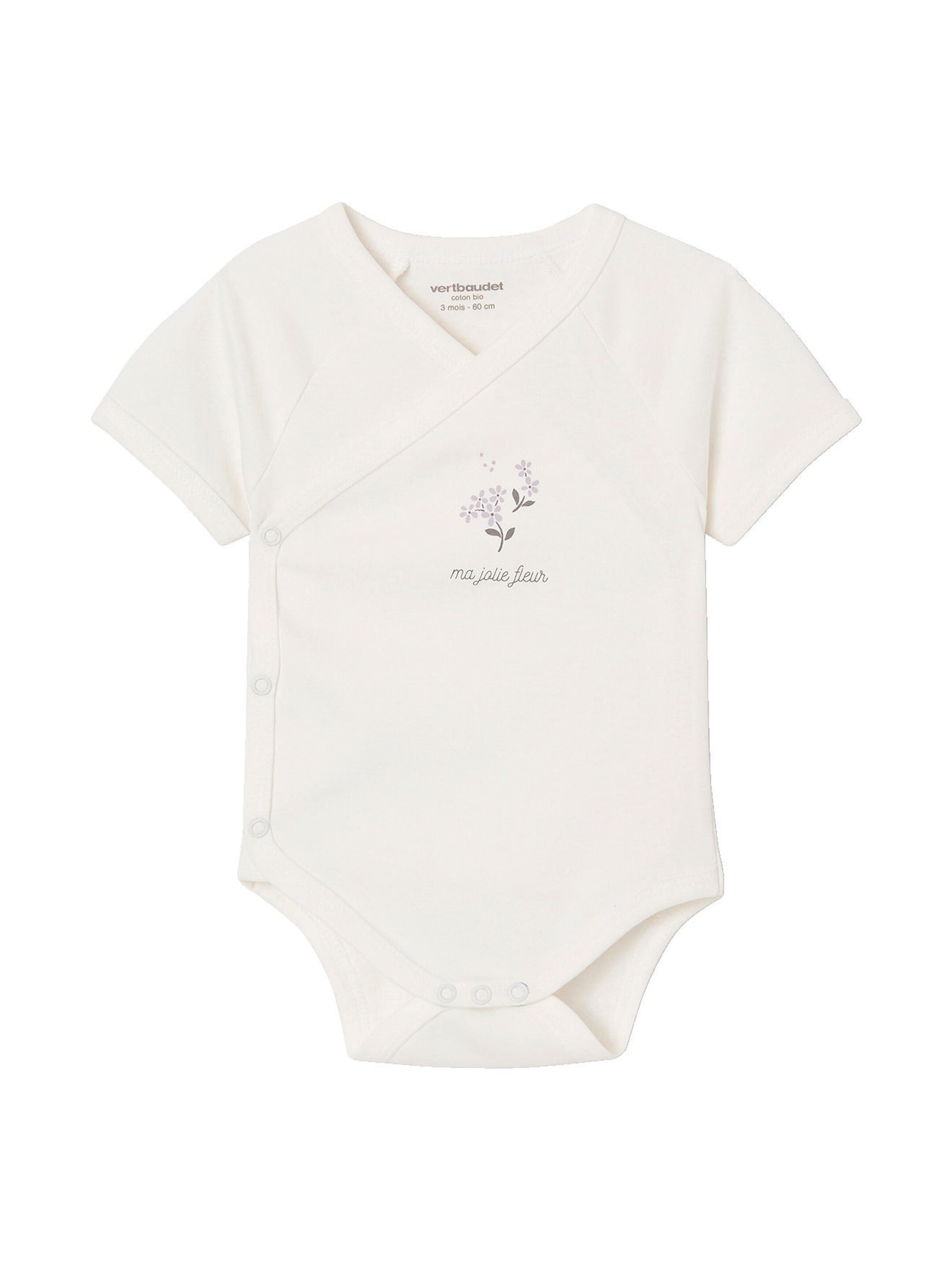 Vertbaudet Bio-Kollektion: 5er-Pack Baby Wickelbodys mit kurzen Ärmeln lila