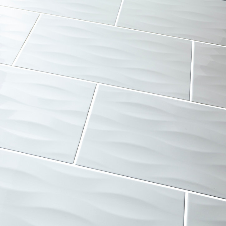 Carrelage mural blanc 30x60cm Perouso décor 3D
