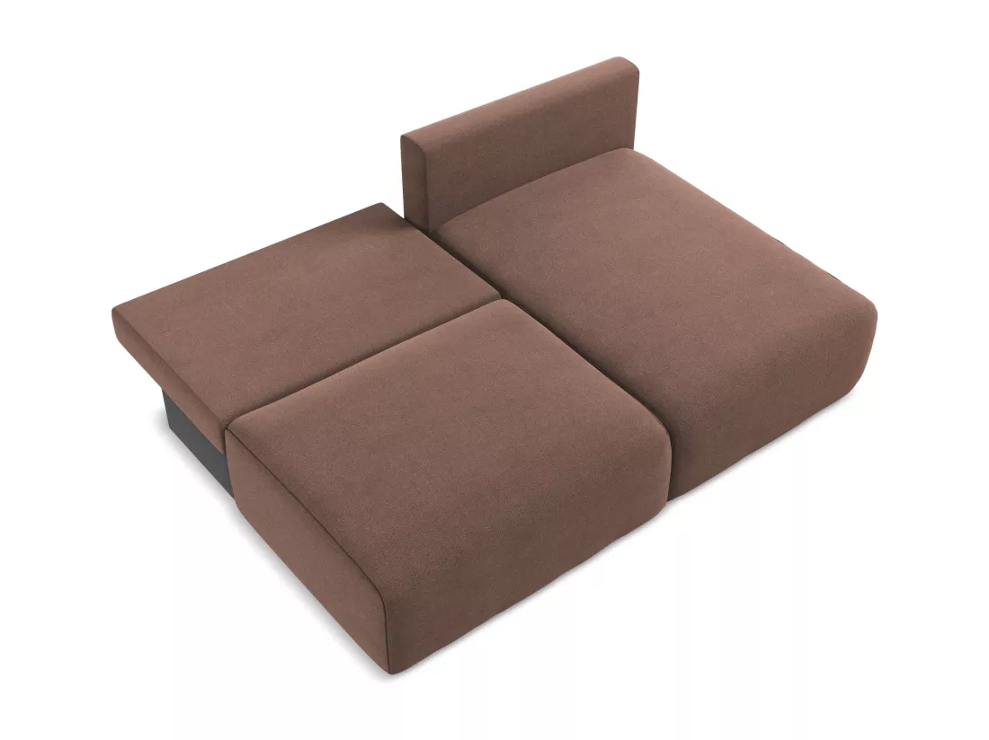 Canapé d’angle 3 places droit sans accoudoir convertible en Strukturstoff - rose poudré - KONA