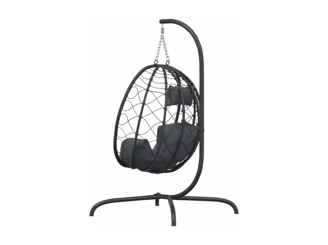 Chaise suspendue en forme d'œuf avec coussin Anthracite