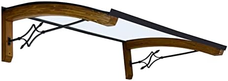 Vordach aus hölzern für den Außenbereich Farbe Honig, Opal kompakte Polycarbonatabdeckung, Modell Legno FOGLIA, Haustür-Vordächer Größe 100 x 150 cm