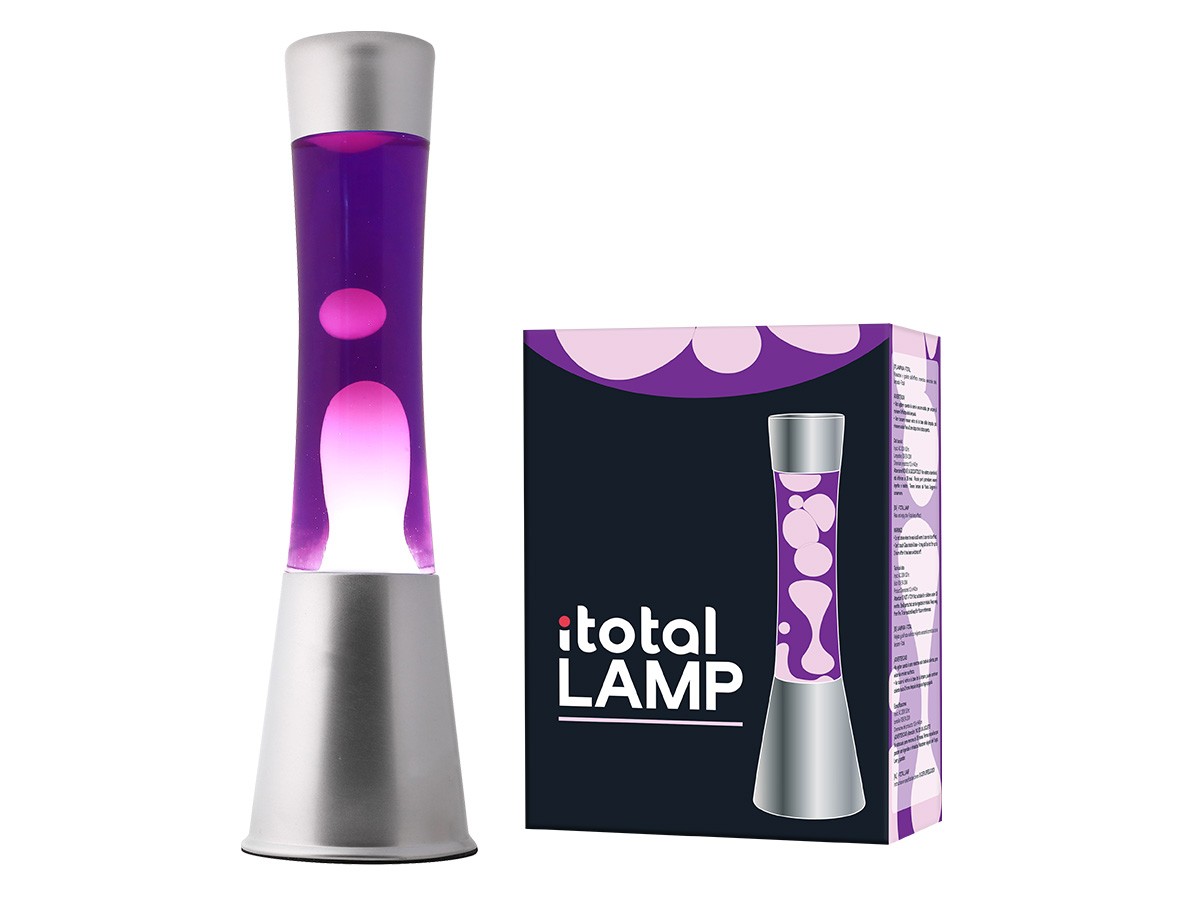 iTotal - Lava Lampe 40 cm - Sølv Base, Lilla Væske og Hvid Voks