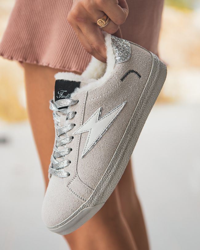 Basket femme grise éclair à lacets - Alicia