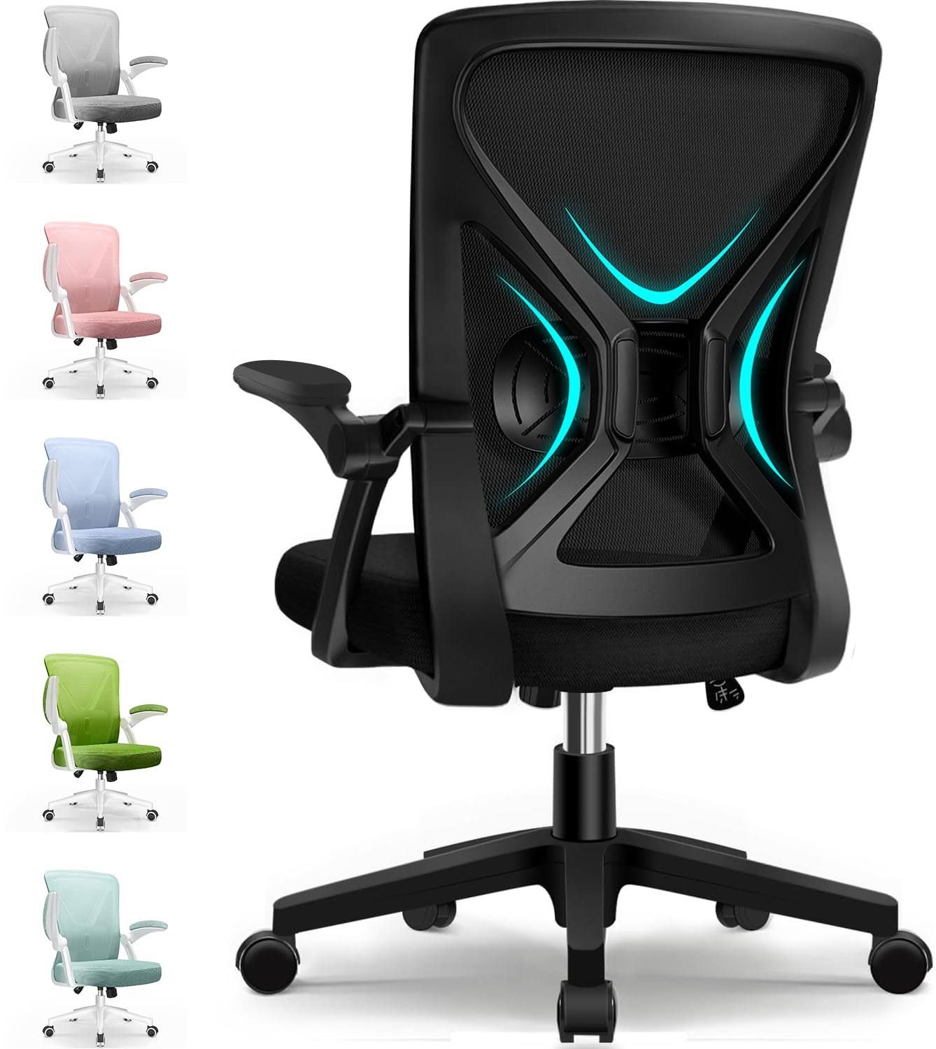 Airchros Bürostuhl Ergonomisch,Schreibtischstuhl mit Hochklappbaren Armlehnen,Einstellbare Lendenstütze,Höhenverstellbarer Chefsessel Drehstuhl,