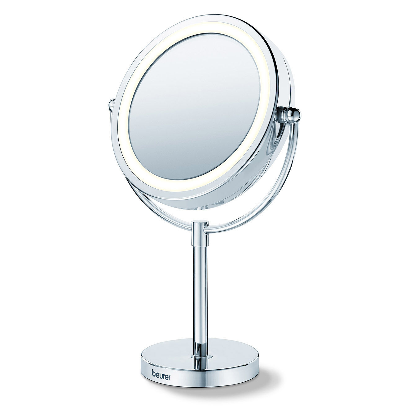Beurer Miroir éclairé 2 en 1 sur secteur ou piles grossissement x5 argenté - D.17 cm
