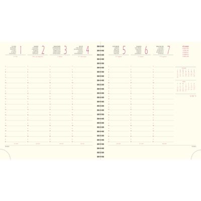 Agenda Méline - 1 semaine sur 2 pages - 16 mois - 15 x 17 cm - disponible dans différentes couleurs - Exacompta