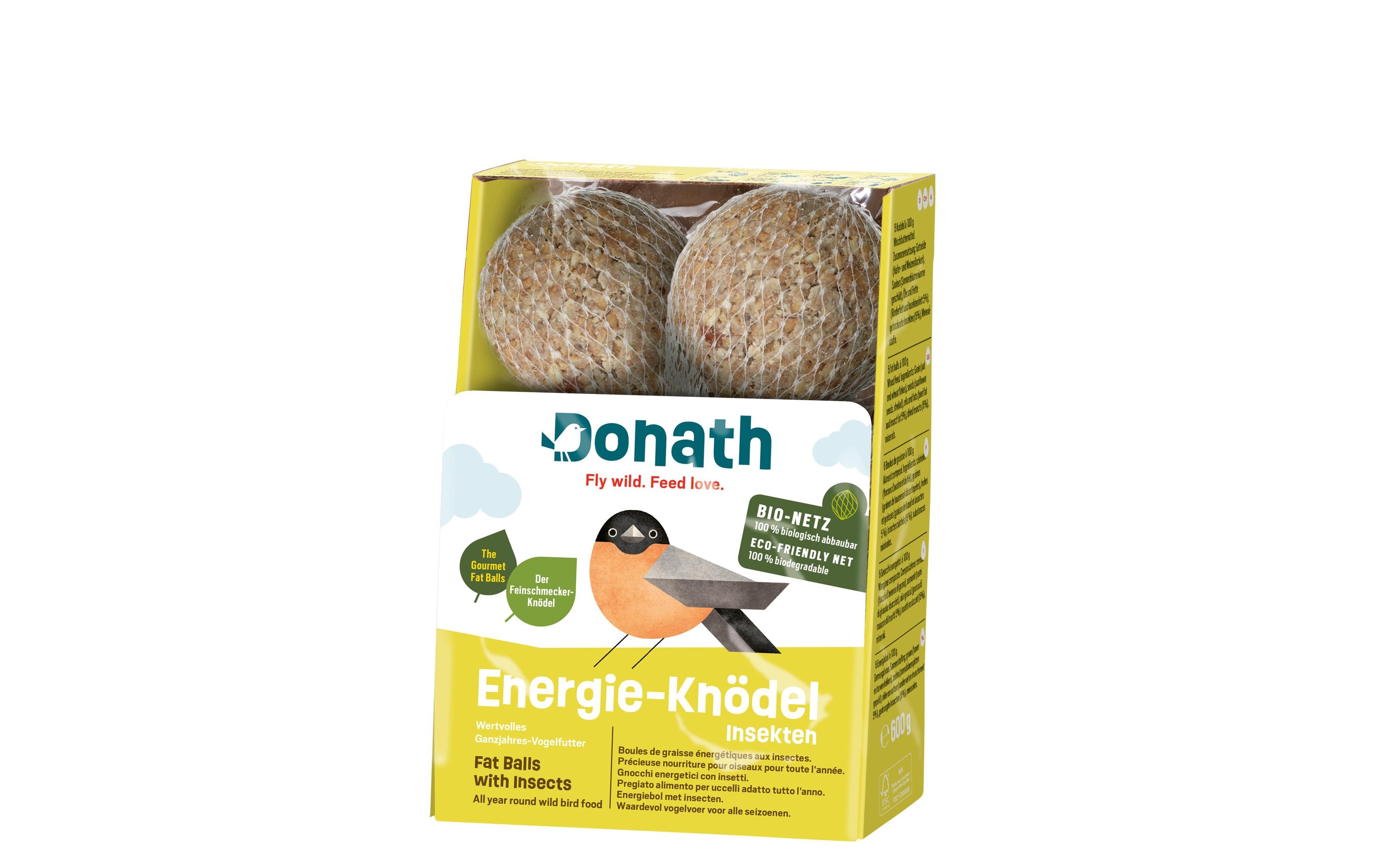 Wintervogelfutter Energie Knödel Insekten, 6 x 100 gVogelfutter empfohlen für kältere Jahreszeiten