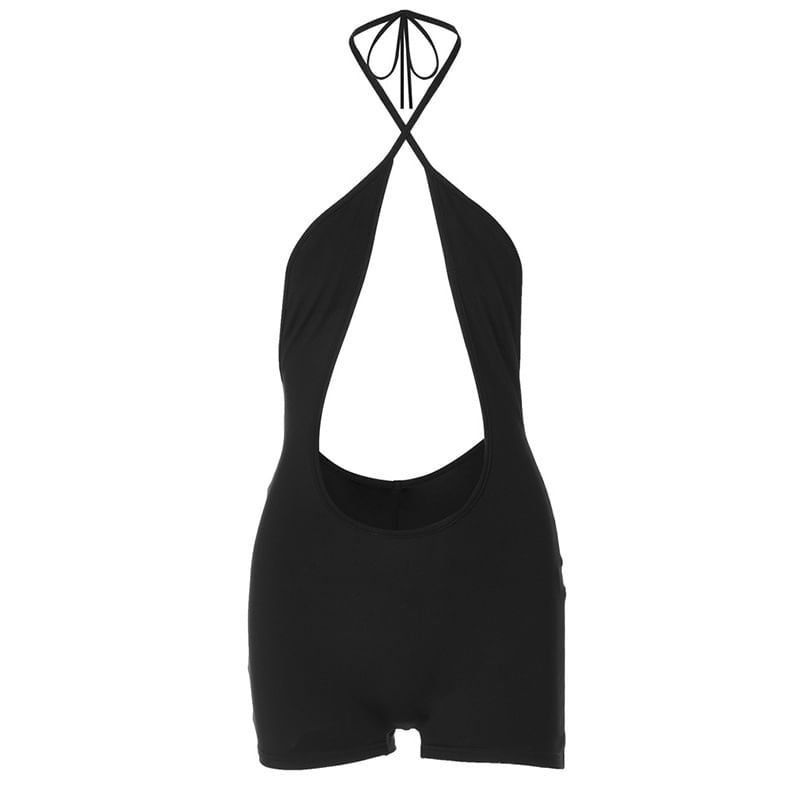 Jeshili - Halter effen uitgesneden romper