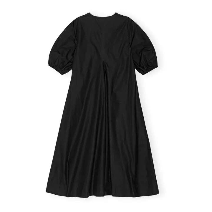 Ganni Robe Col V Popeline de Coton Bio | Noir