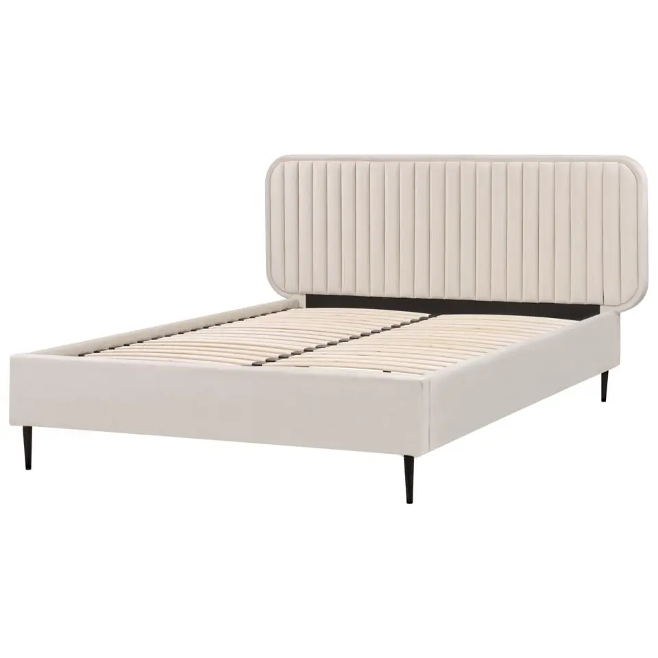 BRIN - Tweepersoonsbed - Beige - 140 x 200 cm - Fluweel