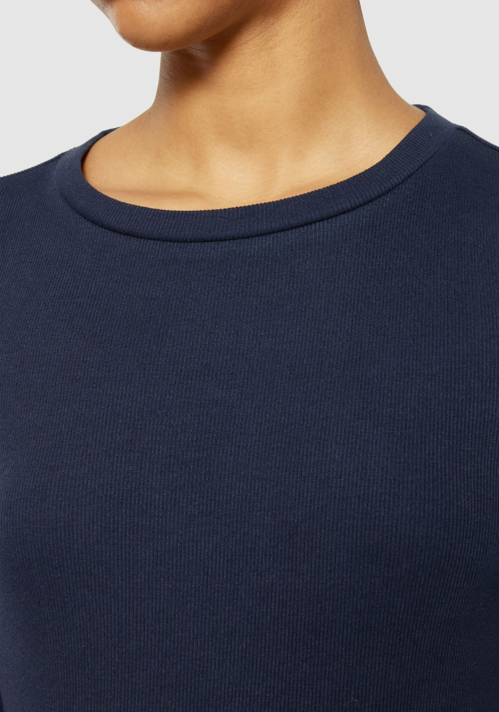 Knowledge Cotton Apparel Rib Longsleeve Scoop Neck Night Sky