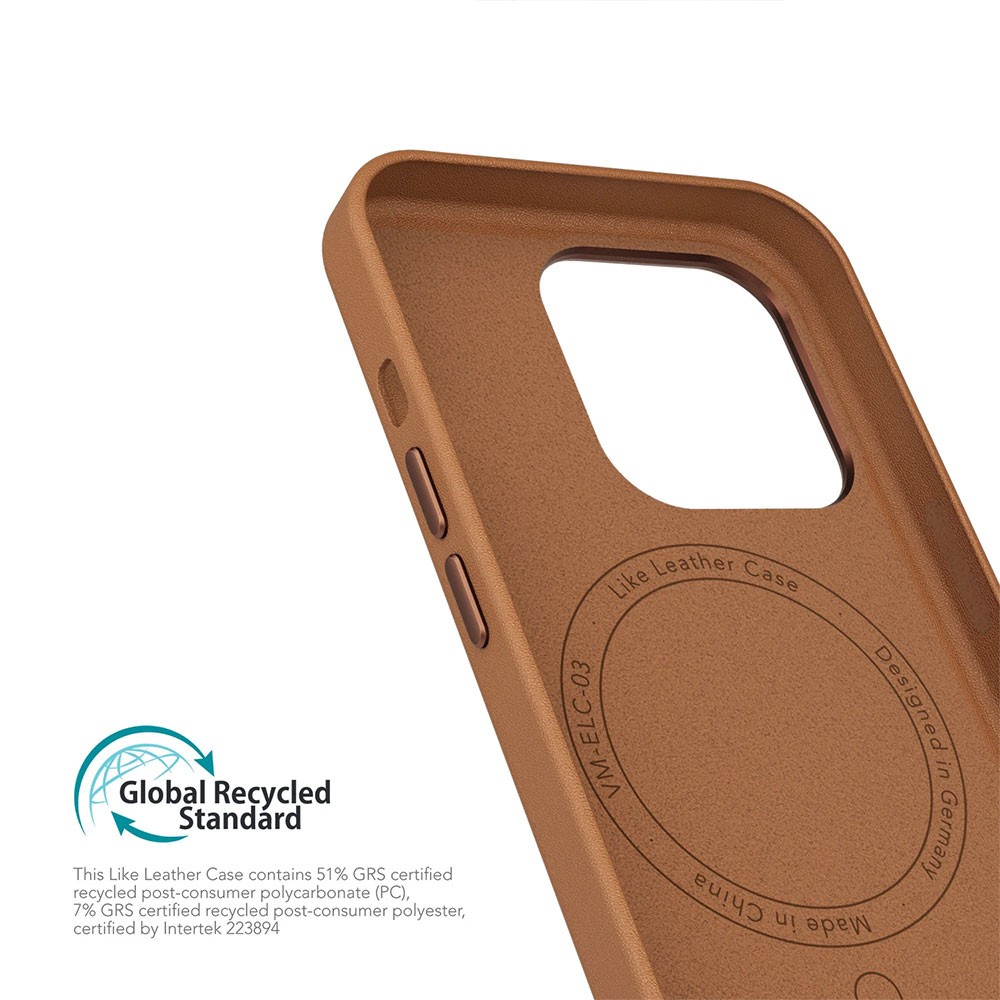 iPhone 16 Pro Max MagSafe Schutzhülle Like Leather Case aus Recycelten Materialien (ELC00008) - Braun