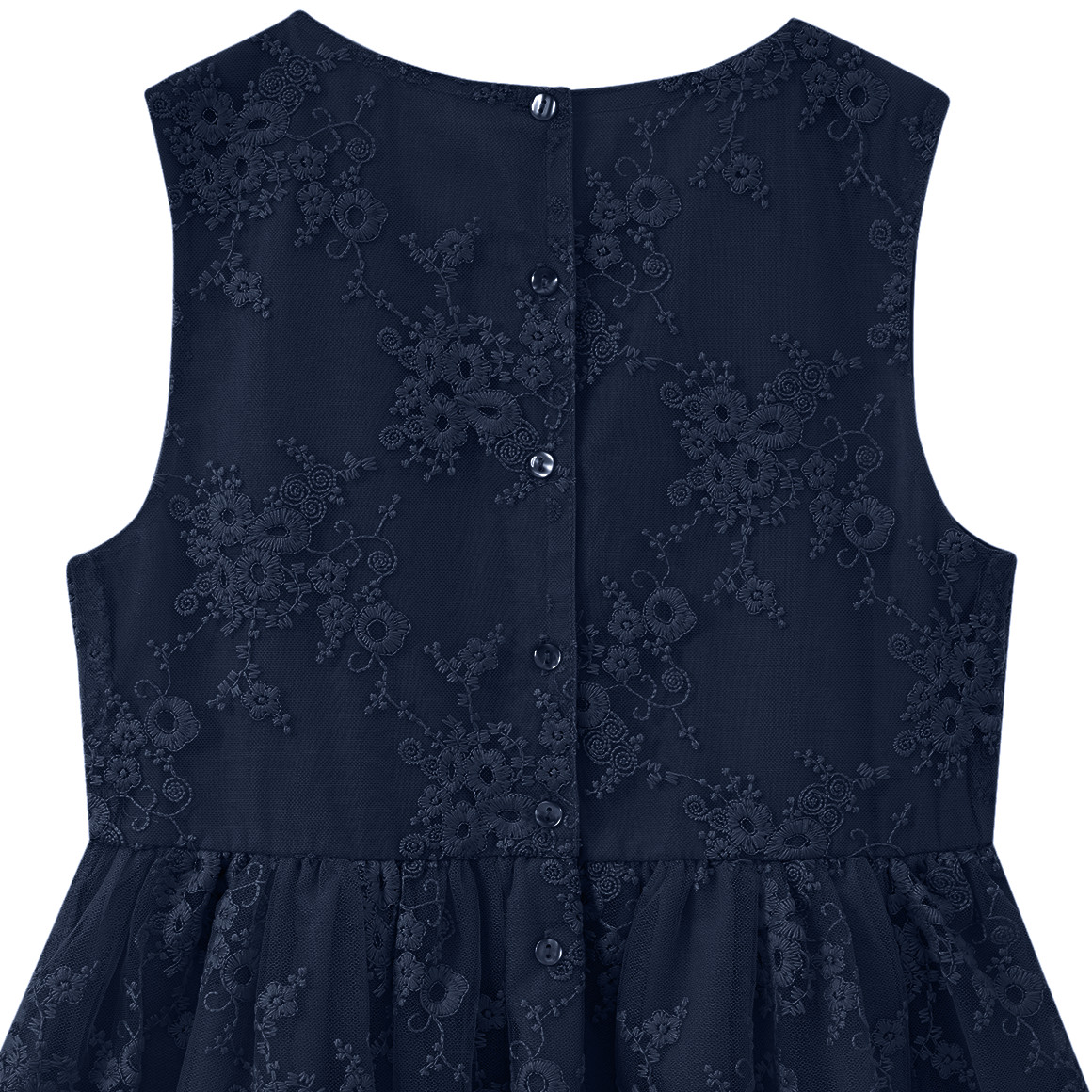 Yigga Mädchen Kleid mit Stickereien dunkelblau